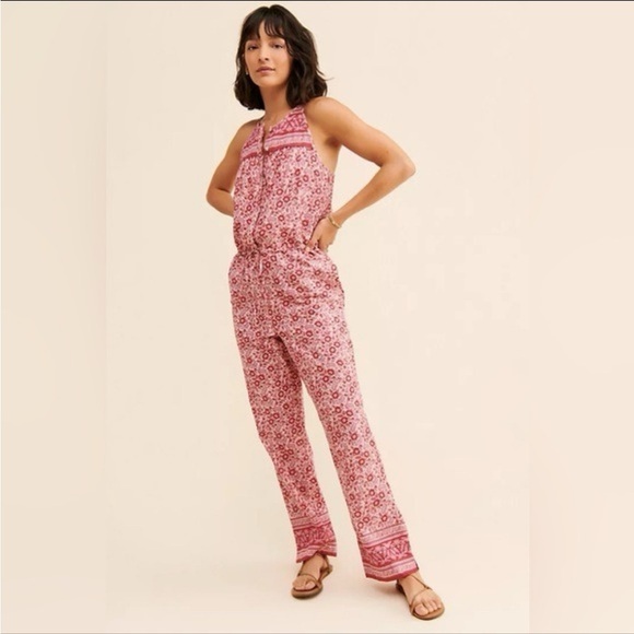 Faherty Pants - Faherty Adella Boho Red Floral Jumpsuit